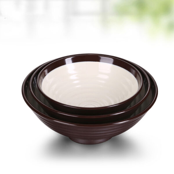 Large Japanese-Style Two-Color Noodle and Soup Bowl, Versatile Tableware for Spicy and Braised Dishes, Imitation Porcelain Melamine