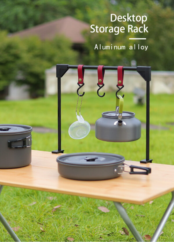 Adjustable Base Clamp Small Hanging Rack for Pot Stove Cookware, Desktop Storage Hook for Picnic and Camping