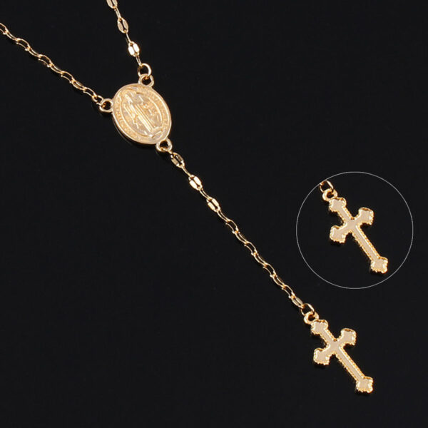 Three-Color Cross Virgin Necklace for Ladies, European and American Fashion Cross Necklace, Stylish Three-Color Cross Necklace for Women