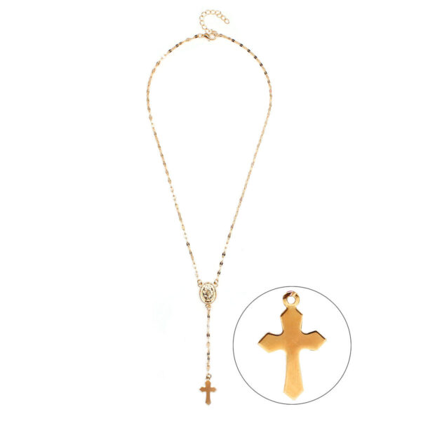 Three-Color Cross Virgin Necklace for Ladies, European and American Fashion Cross Necklace, Stylish Three-Color Cross Necklace for Women