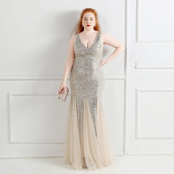 Plus Size Banquet Evening Dress, Elegant Fat Beauty Costume, Formal Evening Gown for Larger Sizes