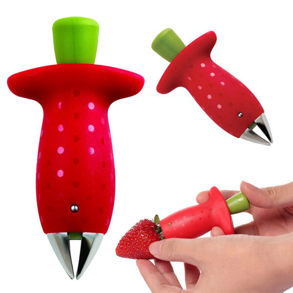 Metal and Plastic Strawberry Stem Remover, Fruit Leaf and Tomato Stalks Gadget, Efficient Strawberry and Tomato Stem Removal Tool