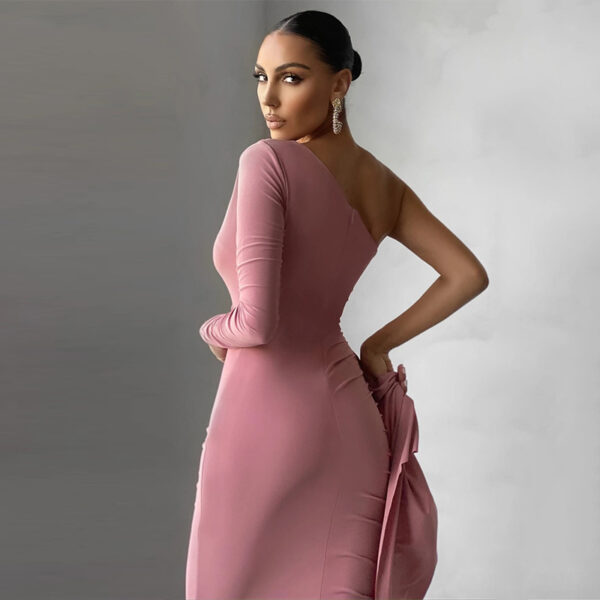 Fashion Design Slim Fit Pleated Skirt Long-Sleeved Dress, Temperament Long-Sleeved Dress with Pleated Skirt, Stylish Slim Fit Dress