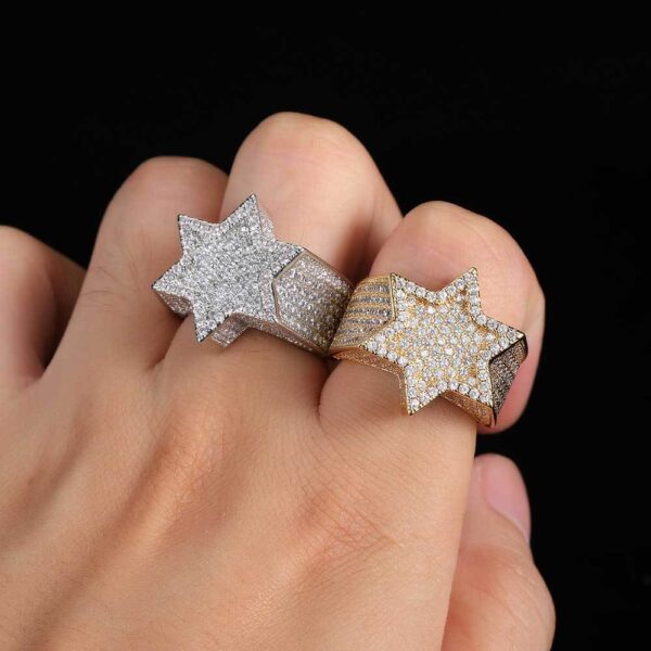 Hip Hop Micro Inlaid Zircon Six-Pointed Star Ring for Men, Trendy Micro Inlaid Zircon Six-Pointed Star Ring for Men, Stylish Hip Hop Zircon Star Ring for Men