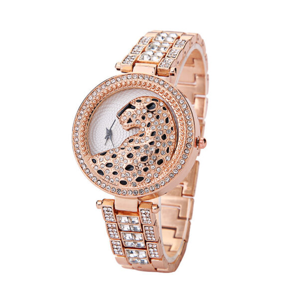 Women's Diamond Leopard-Print Watch with Three-Dimensional Design, Stylish Three-Dimensional Leopard-Print Watch with Diamonds