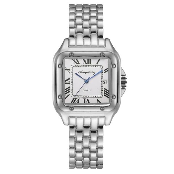 Fashionable Stainless Steel Square Couple Quartz Watch, Elegant Simple Design Stainless Steel Quartz Watch for Couples, Stylish Square Stainless Steel Quartz Watch for Couples