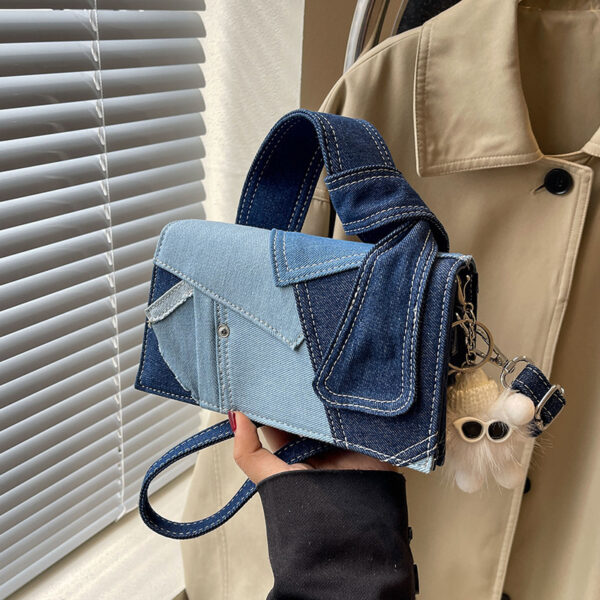 Denim Small Western Style Handbag, Stylish Shoulder Messenger Bag, Trendy Denim Mini Messenger Bag