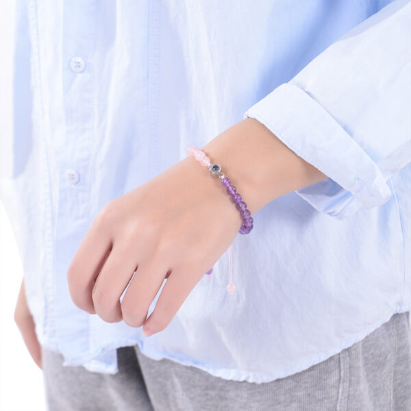 Natural Amethyst Language Projection Stone Bracelet, Elegant Amethyst Stone Bracelet with Unique Design, Fashionable Projection Stone Bracelet with Amethyst