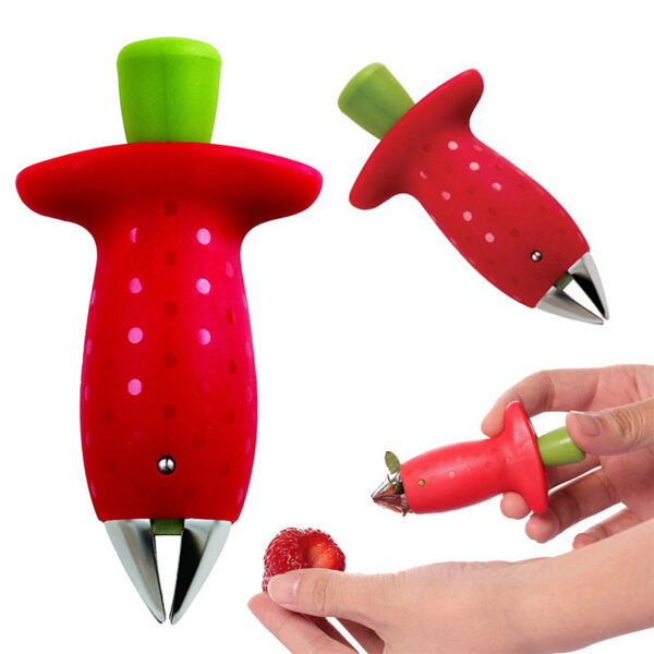 Metal and Plastic Strawberry Stem Remover, Fruit Leaf and Tomato Stalks Gadget, Efficient Strawberry and Tomato Stem Removal Tool