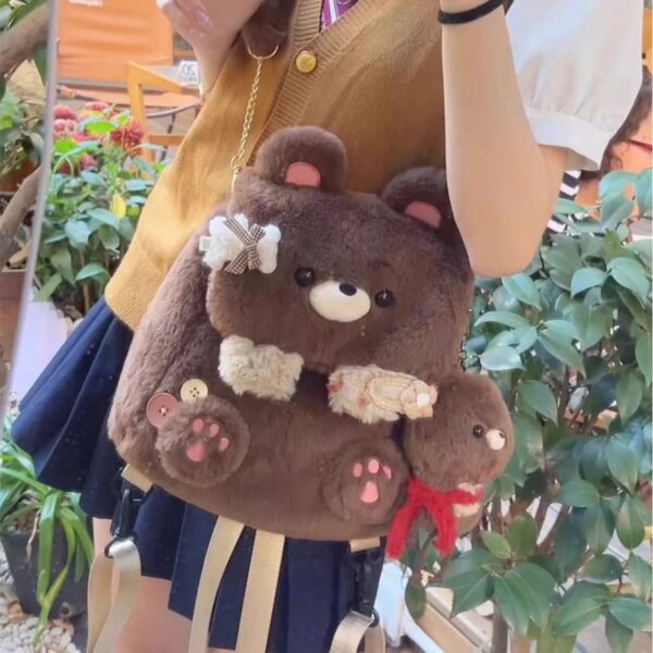 Large Capacity Plush Bear Backpack for Women, Cute Personality Bear Design Backpack, Adorable Plush Backpack for Women