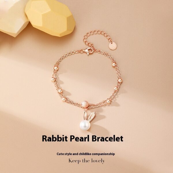 Ferris Wheel Rabbit Pearl Bracelet for Women, All-Match Ferris Wheel Rabbit Bracelet, Elegant Pearl Bracelet with Ferris Wheel Rabbit Charm