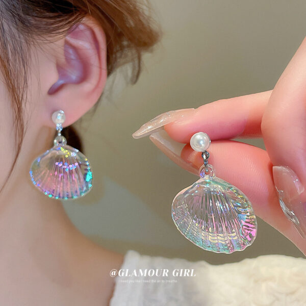 Colorful Shell Illusion Pearl Earrings with Silver Needle, Elegant Super Immortal Pearl Earrings with Silver Needle, Women’s Colorful Shell Illusion Pearl Earrings