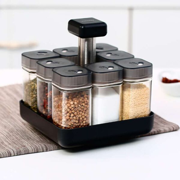 Glass Spice Jar Organizer for Kitchen, Transparent Pepper and Seasoning Container, Efficient Spice Storage Solution