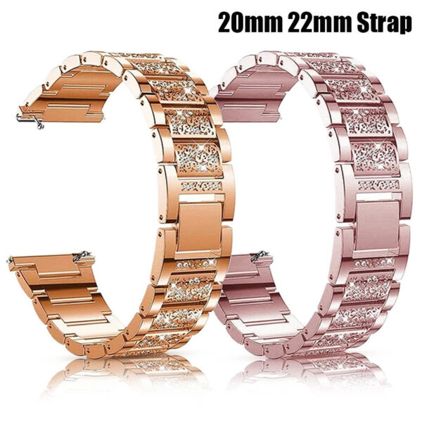 Three Beads Diamond Strap for Active 2 Watch 4GT2, Stylish Metal Steel Belt with Diamond Details for Active 2 Watch, Elegant Three Beads Diamond Strap for 4GT2