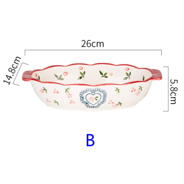 Creative Binaural Ceramic Baking Pan, Oval Baked Rice Pan for Oven, European Style Baking Dish