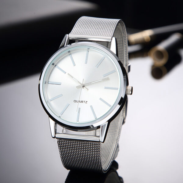 Korean-Style Ultra-Thin Stainless Steel Quartz Watch, Simple and Elegant Ultra-Thin Quartz Watch with Stainless Steel Band, Stylish Korean-Inspired Ultra-Thin Stainless Steel Watch