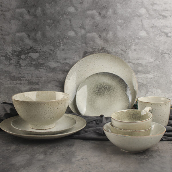 Japanese Retro Pitted Household Ceramic Tableware, Traditional Japanese Ceramic Tableware, Vintage-Inspired Dining Set