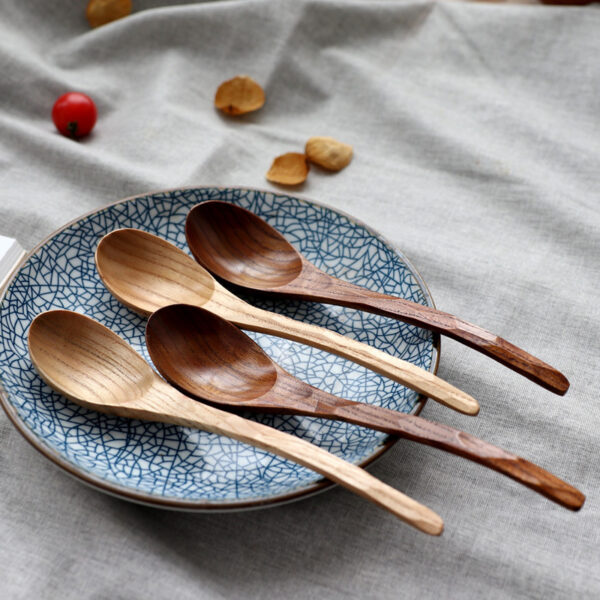 Creative Hammered Wooden Curved Spoon Tableware, Artistic Wooden Spoons for Unique Dining, Handcrafted Hammered Curved Spoons