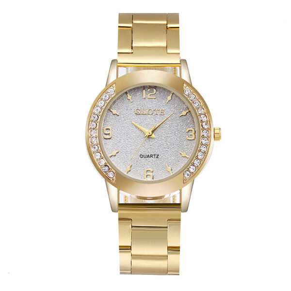 Women's Fashionable Diamond Case Quartz Watch, Elegant Women's Quartz Watch with Diamond Case, Stylish Diamond Case Quartz Watch for Women