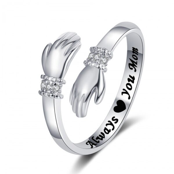 Creative Love Hug Hands Diamond-Studded Ring for Women, Elegant Diamond-Studded Love Hug Hands Ring for Women, Unique Love Hug Hands Ring with Diamonds