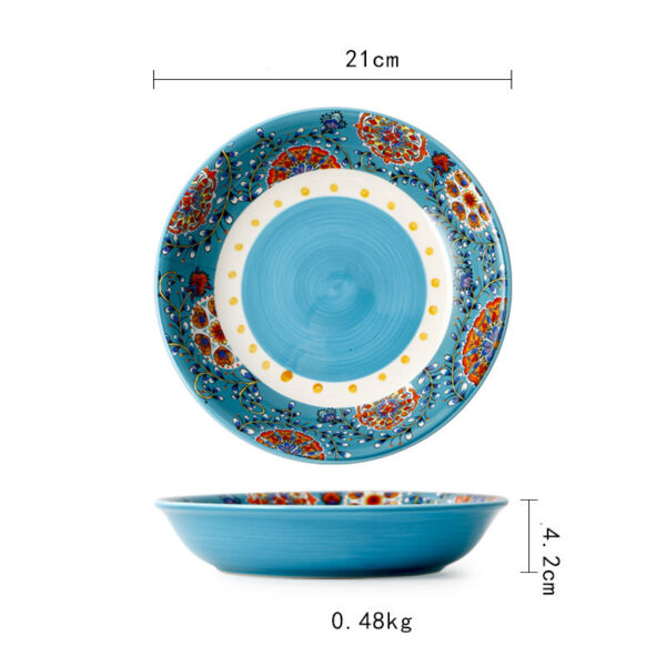 Elegant Green Peacock Ceramic Tableware for Western Cuisine, Stylish Household Tableware Set with Peacock Design, Unique Ceramic Dishes for Western Food